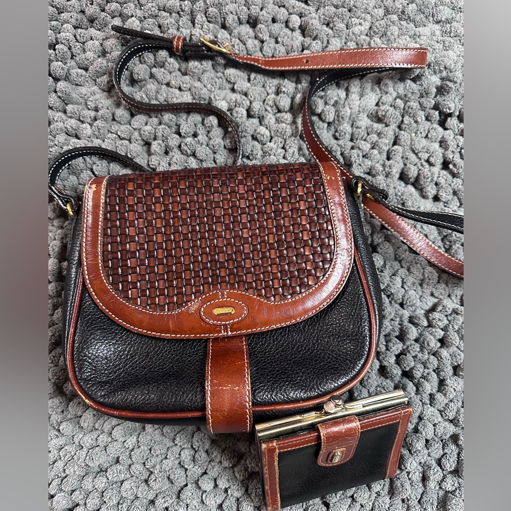 Bally Woven leather crossbody and bonus wallet